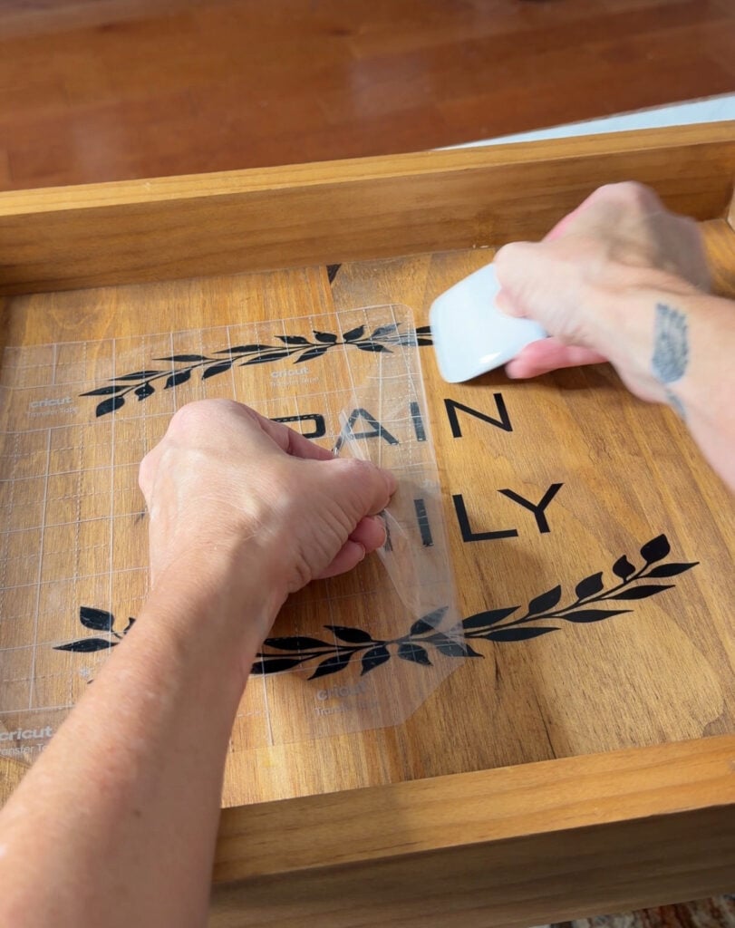 Personalizing a wooden tray
