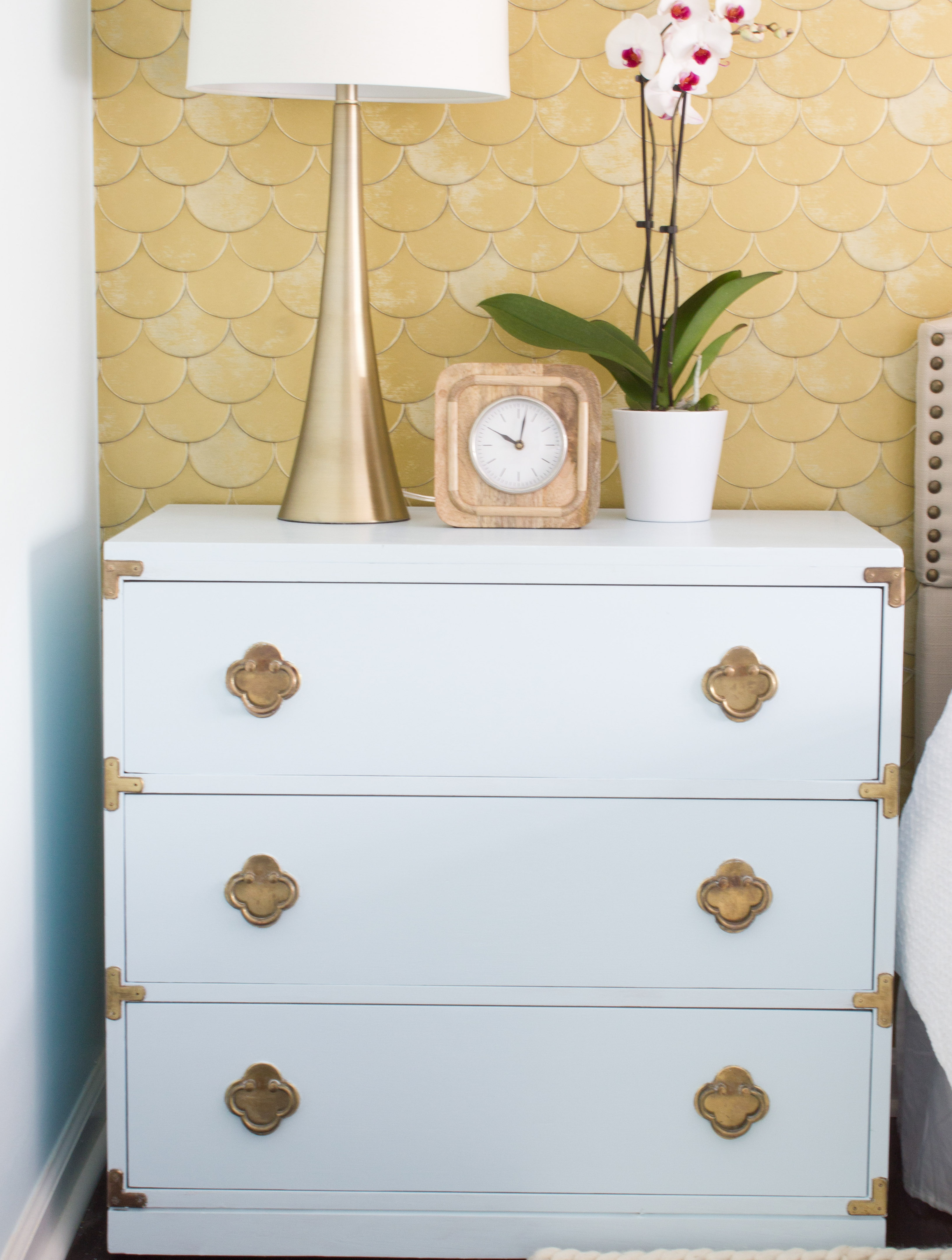 Powder Blue Nightstand Makeover - Erin Spain