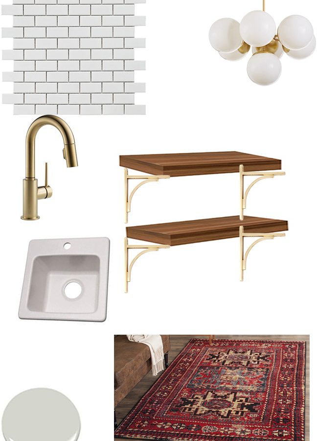 An 80s wet bar is going to be transformed into a modern coffee bar for the One Room Challenge. Here's the moodboard!