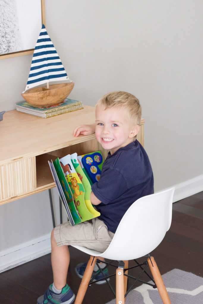 Learn how to make this DIY Plywood Kid's Desk with this step by step tutorial from ErinSpain.com!