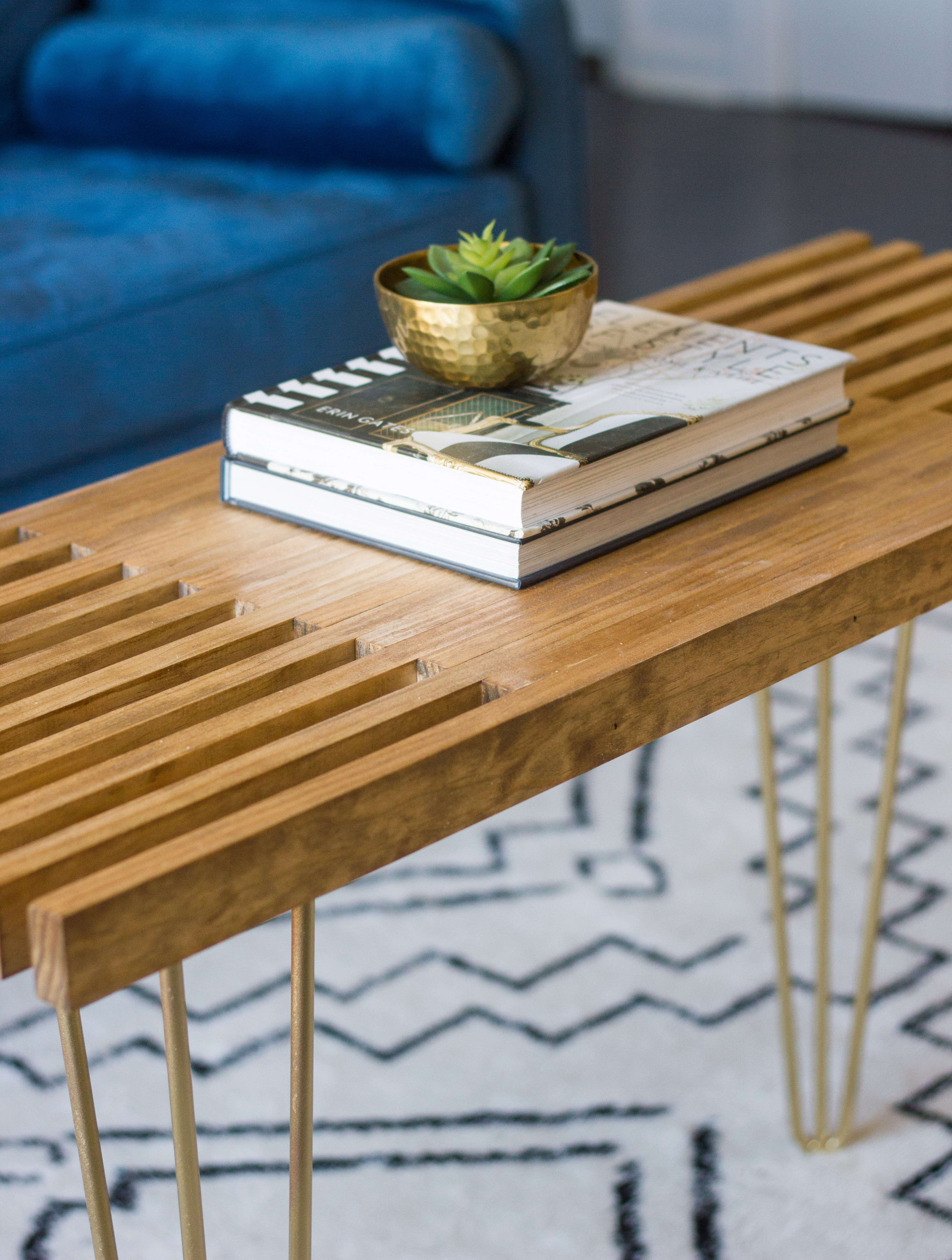 Diy Slatted Coffee Table With Hairpin Legs Erin Spain