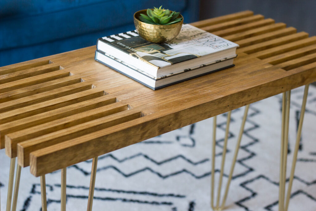 Diy Slatted Coffee Table With Hairpin, How To Make A Side Table With Hairpin Legs