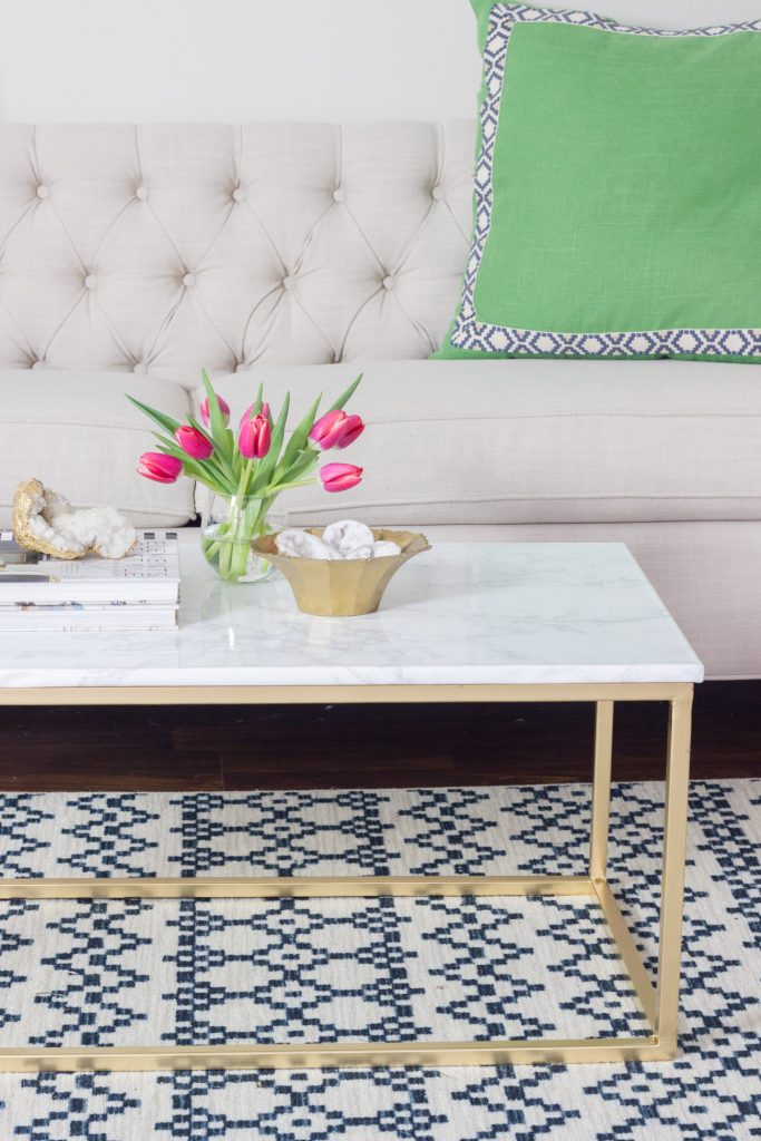 My first welding project! Check out the tutorial for this welded steel and faux marble coffee table. (The "marble" top cost $20 and is SO convincing!)