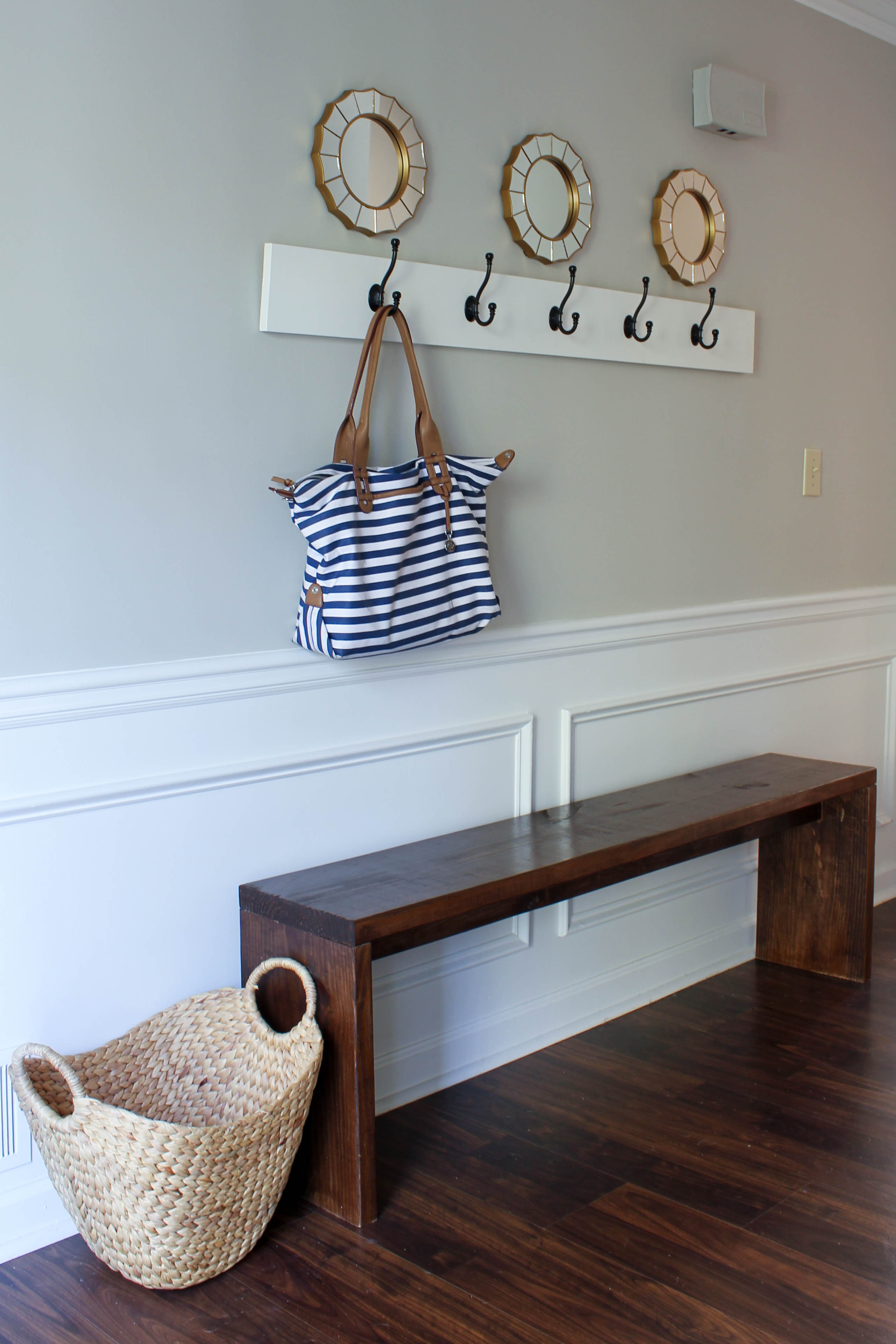 DIY Entryway Bench build plans and tutorial.