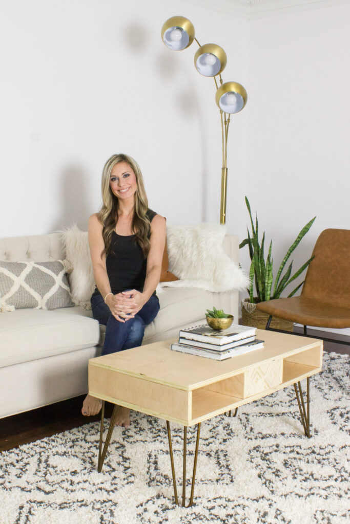 Learn how to make a DIY plywood coffee table with diamond patterned plywood panels that attach with magnets and reveal hidden storage!