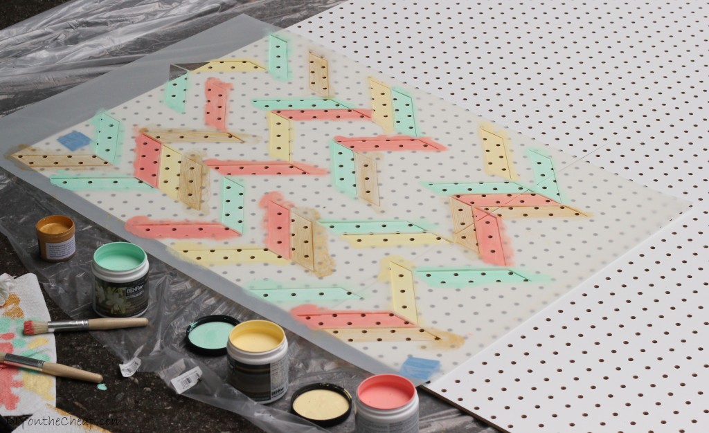 Herringbone Stenciled Pegboard Erin Spain