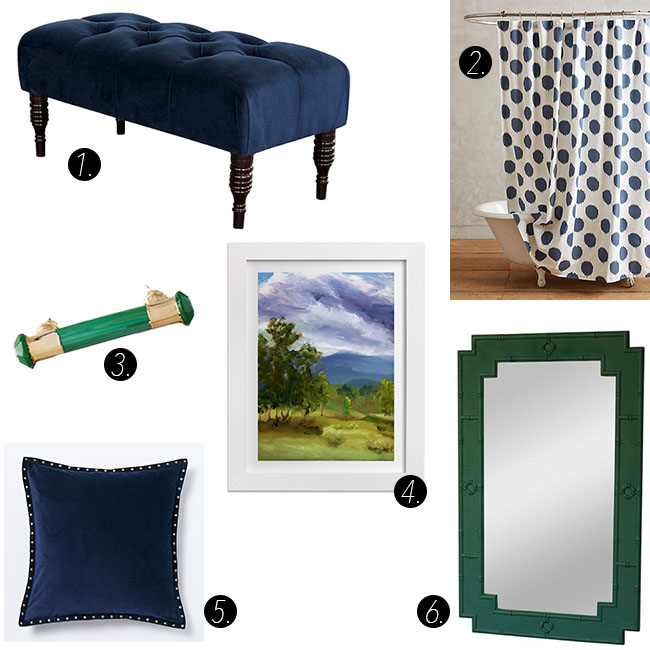 Inspiring decor in shades of navy and emerald.