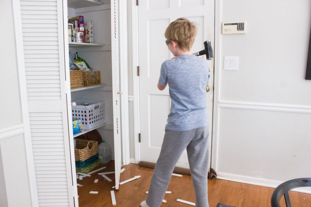 We replaced our broken bi-fold pantry doors, but not before having some demo fun on our old ones! See the before and after and how much fun we had smashing the old doors before removing them for good.