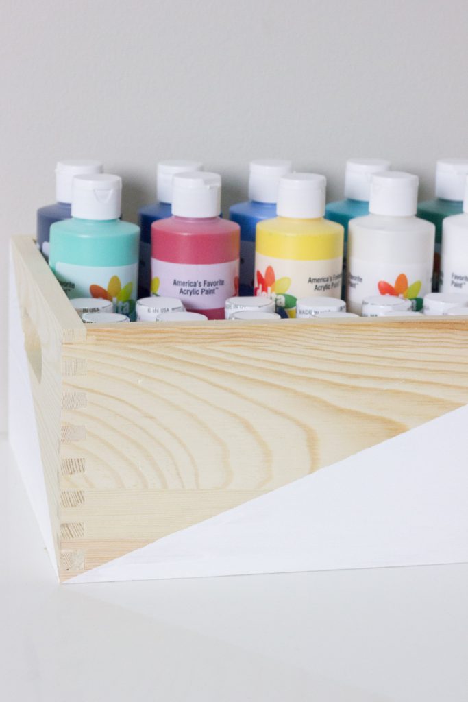 Corralling craft supplies with Delta Ceramcoat Acrylic Paint and items from the craft aisle at Target!