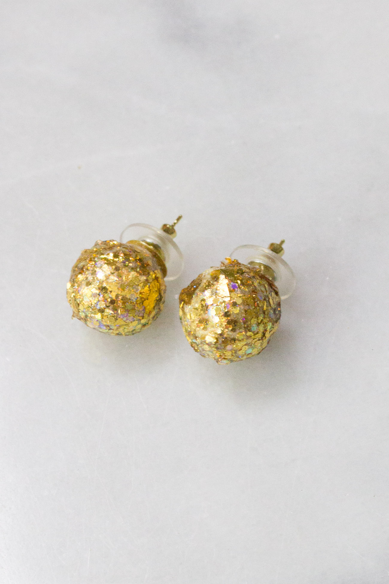 DIY Gold Glitter Ball Earrings Erin Spain