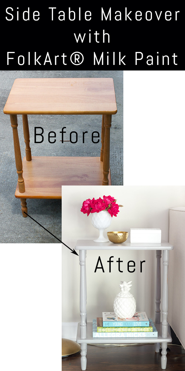 This side table makeover with FolkArt Milk Paint is stunning! I love breathing new life into old pieces, and this makeover did just that.