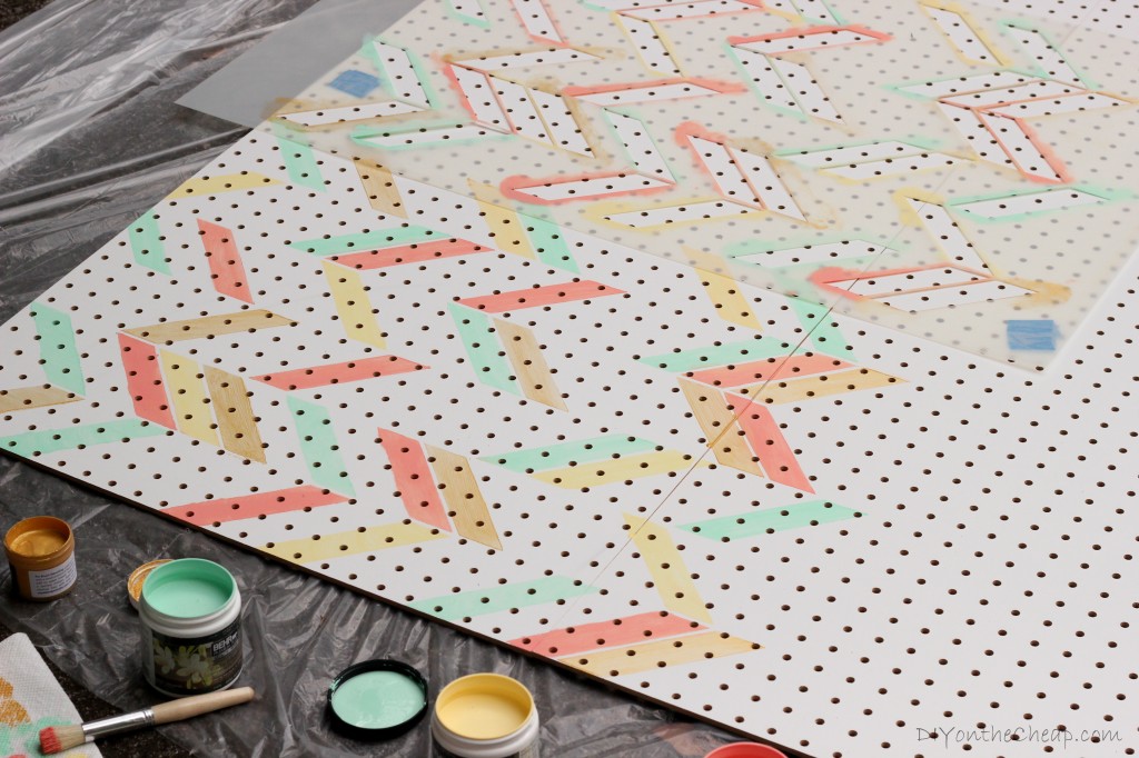 Herringbone Stenciled Pegboard Erin Spain