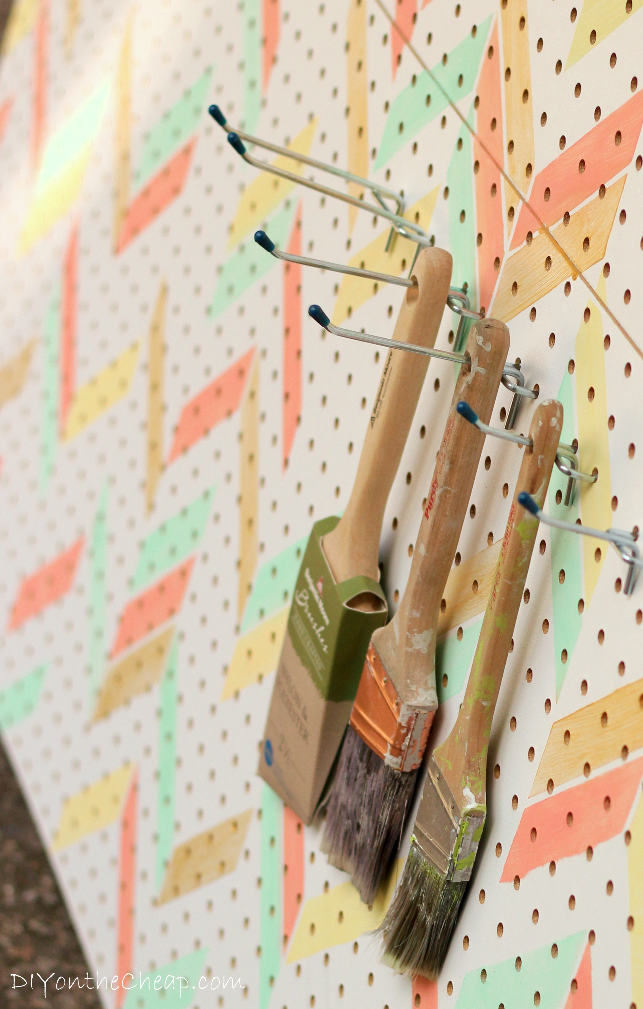 Herringbone Stenciled Pegboard Erin Spain