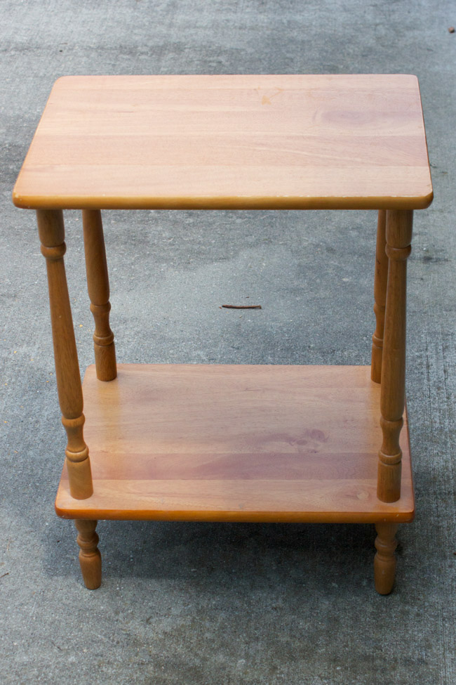 This side table makeover with FolkArt Milk Paint is stunning! This is the before. Check out the "after"!